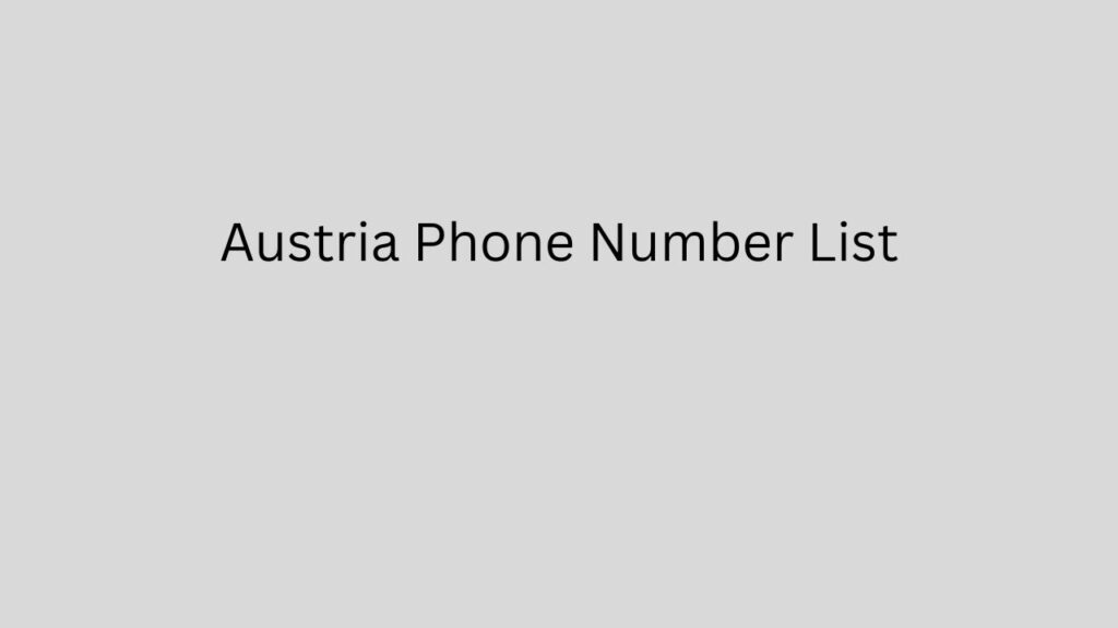 Austria Phone Number List