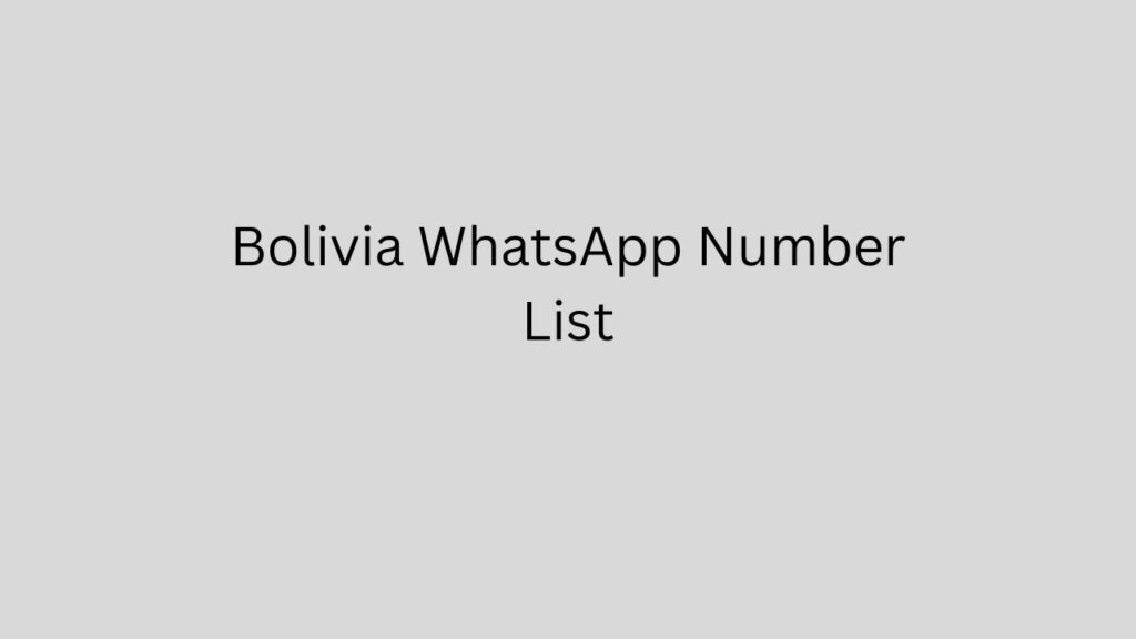 Bolivia WhatsApp Number List
