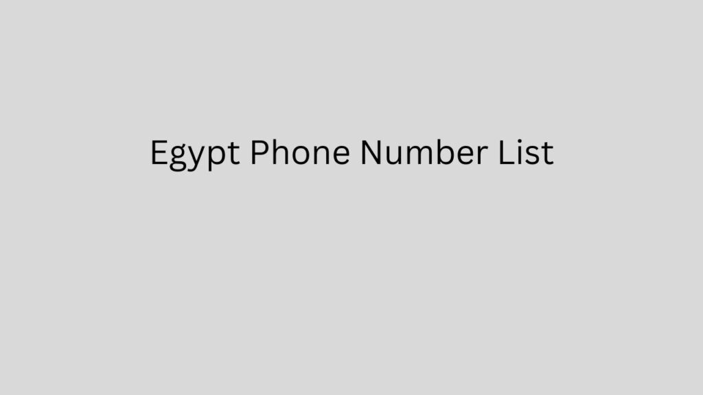 Egypt Phone Number List