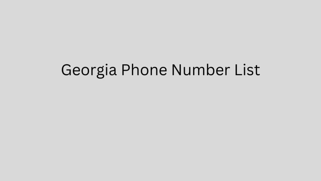 Georgia Phone Number List