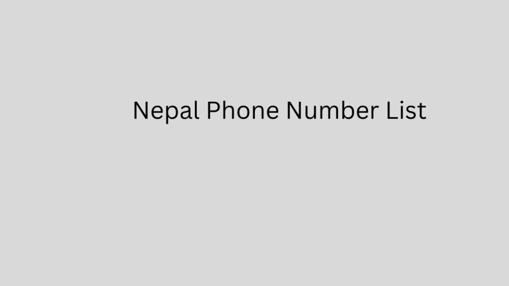 Nepal Phone Number List