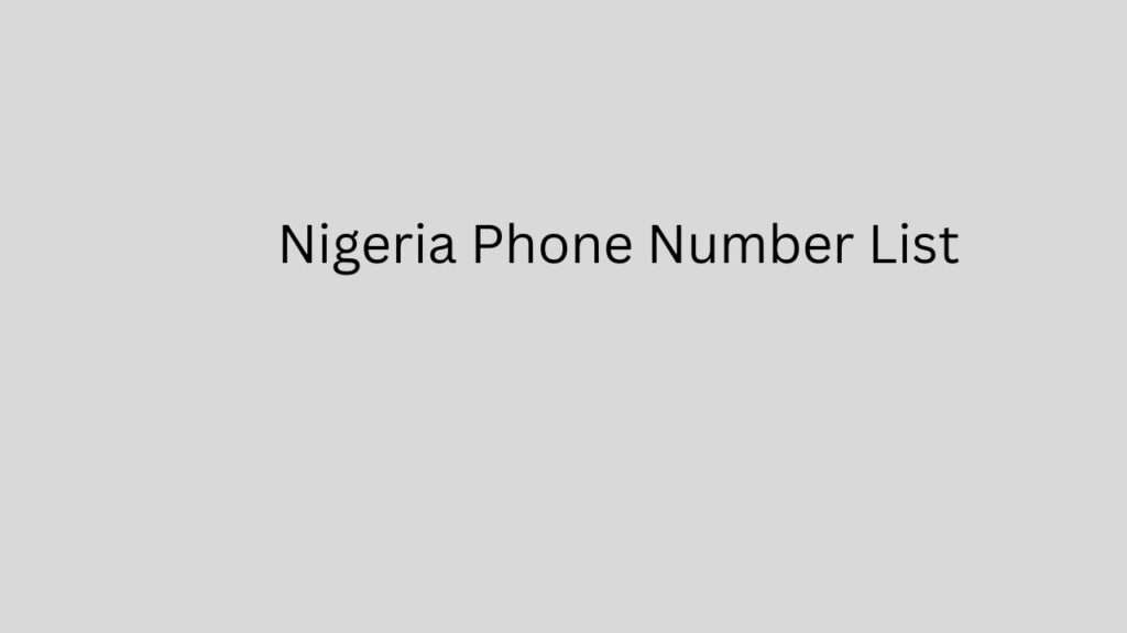 Nigeria Phone Number List