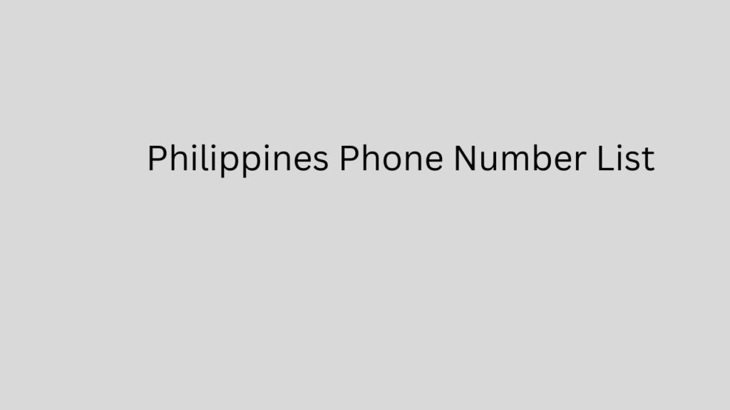 Philippines Phone Number List