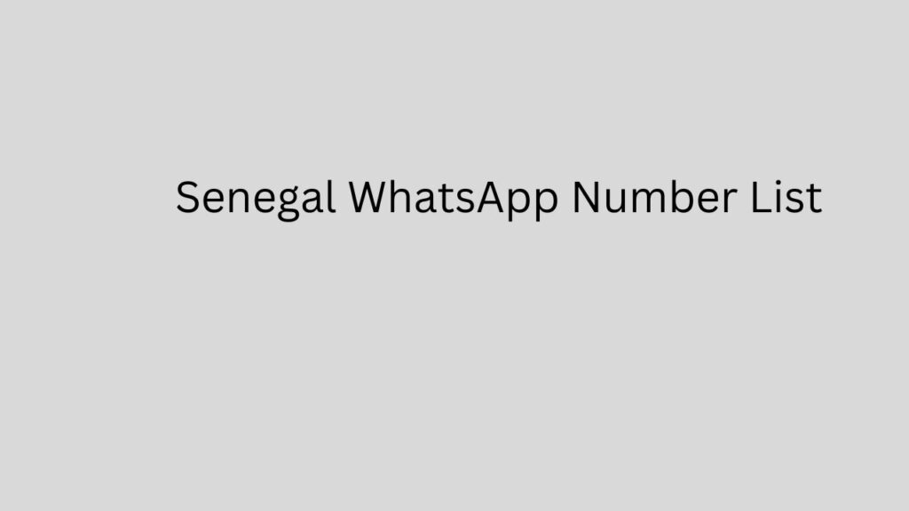 Senegal WhatsApp Number List