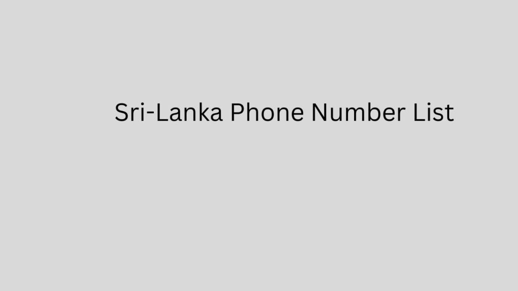 Sri-Lanka Phone Number List